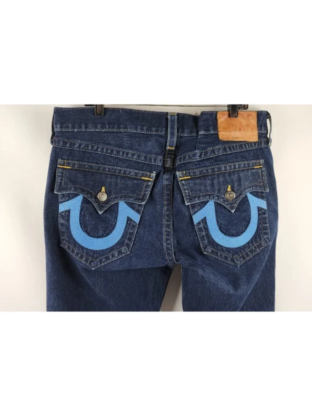 True Religion Jeans Mens 38 Ricky Flap Straight Blue M24859P43 Altered Hem Waist